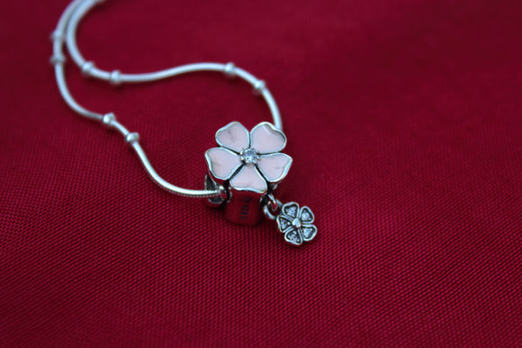 Enamel Flower Pendent with Chain