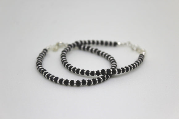 Black Beads with Silver Rings Nazaria with Lock