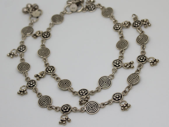 Spiral Coin & Flower motif Anklet