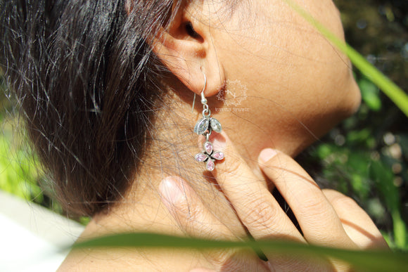 Petal And Flower Zircon Studded Drop earrings