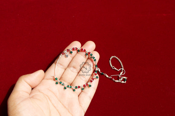 Red and Green nose ring with chain