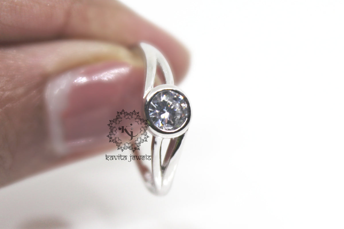 Sterling Silver Single Stone Ring – Kavita Jewels