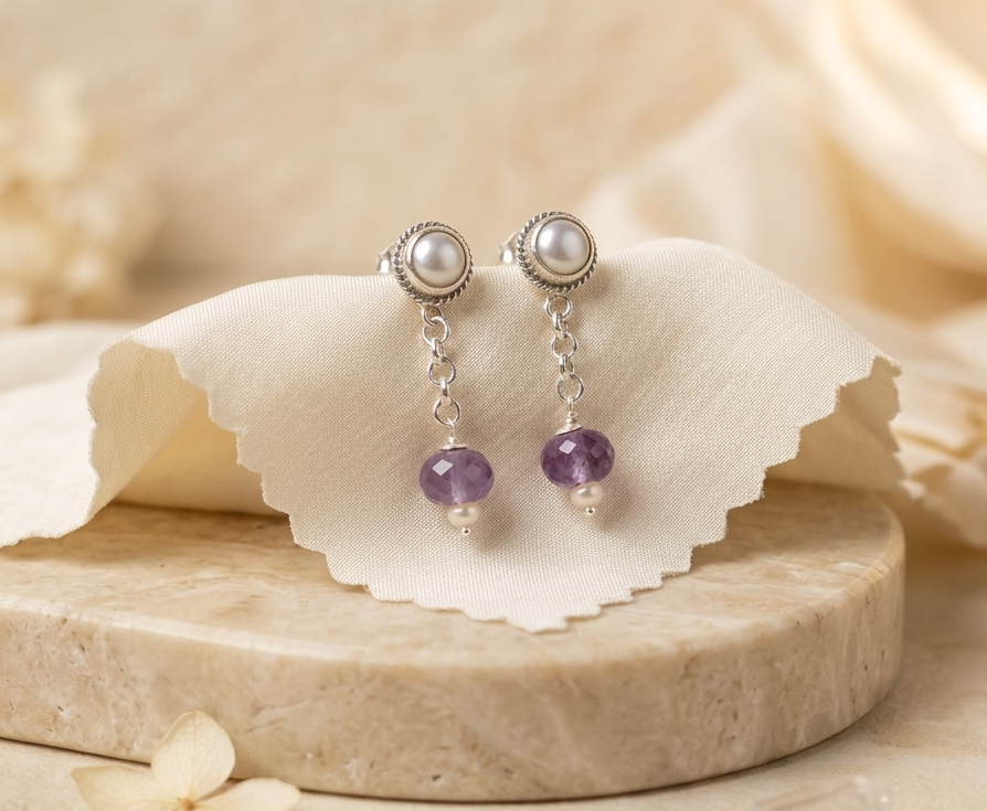Amethyst Drop Detachable Earring