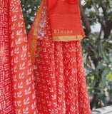 Orange Jaipuri Block Print Saree