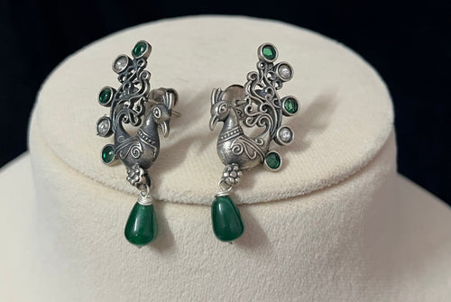 Adya Green Drop Peacock Earring