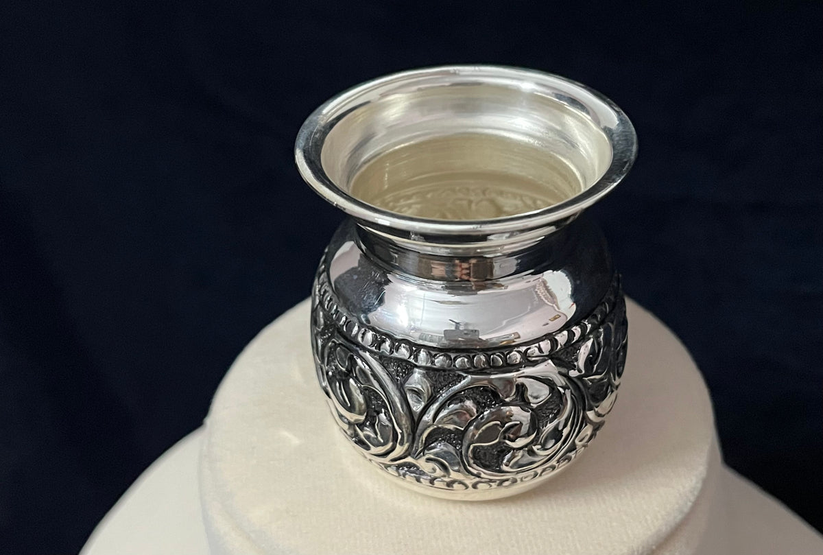 Carved Silver Pooja Kalash