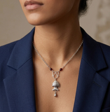 Carved Fish Garnet Chain Necklace