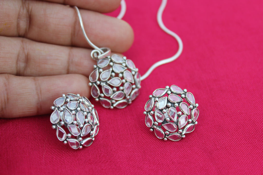 Polki Pendent Earring Set