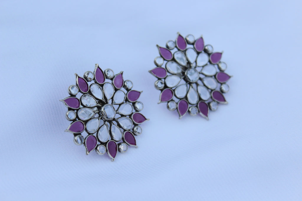 Polki Sadabahar Flower Earring