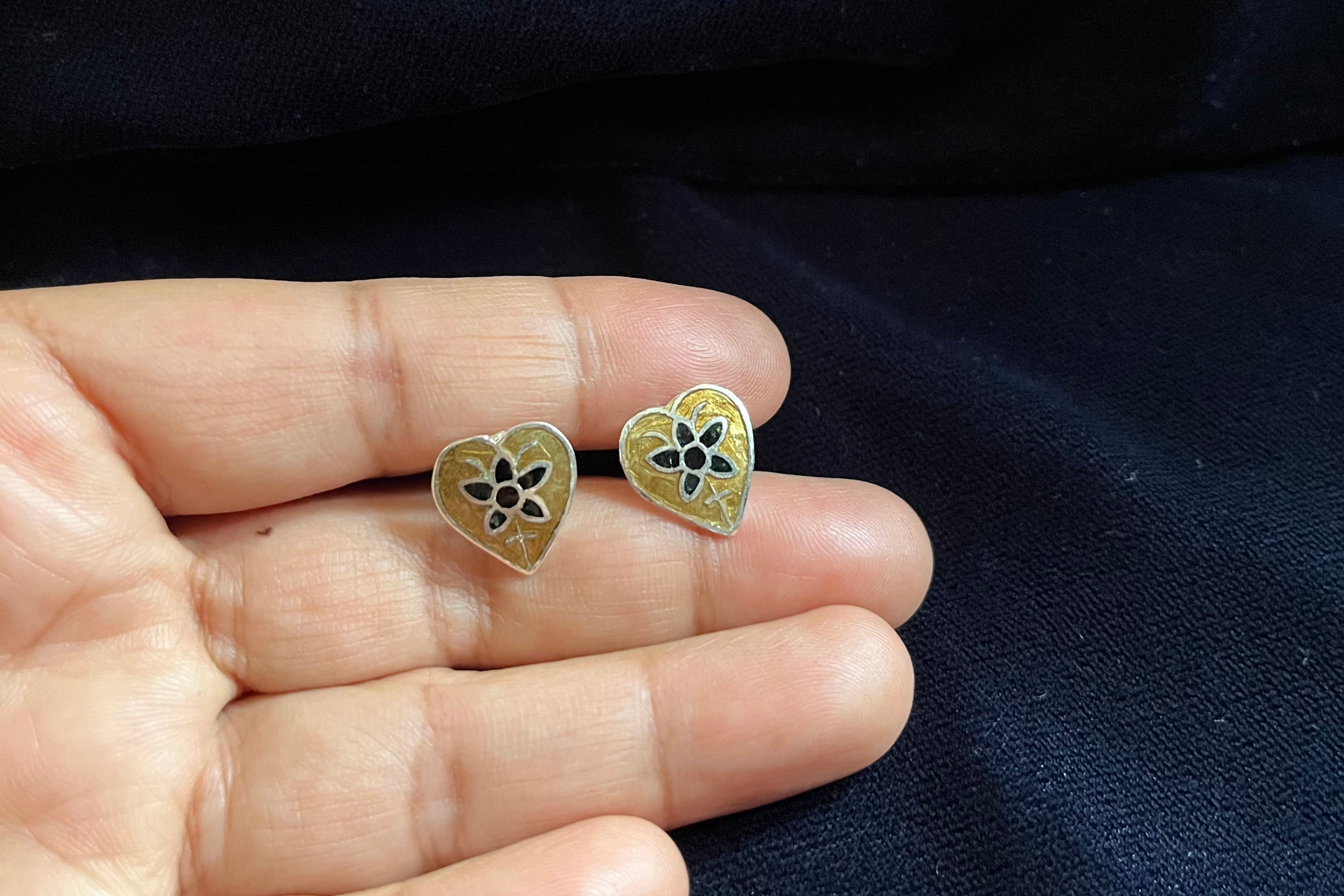 Enamel Heart Studs