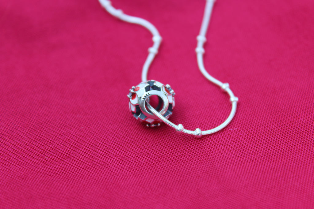 Enamel Tri Flower Bead Pendent with Chain