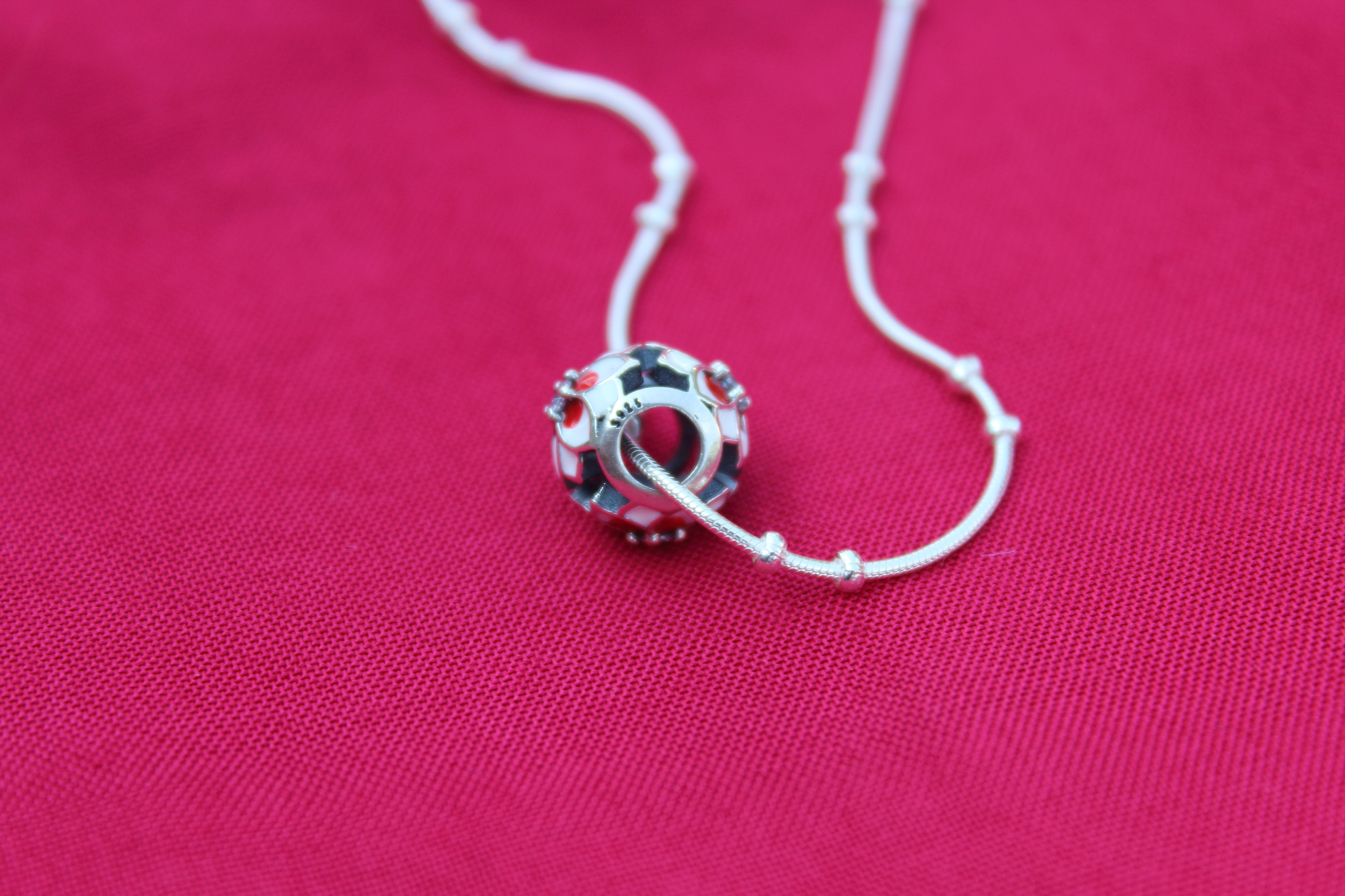 Enamel Tri Flower Bead Pendent with Chain