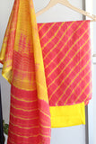 Pink-Yellow Lehariya Suit Material