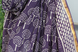Jaipuri hand Block Print Purple Phulwari