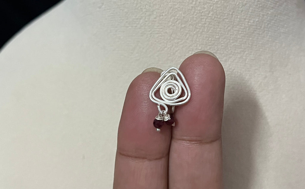 Triangle Red Bead Drop Clip-on