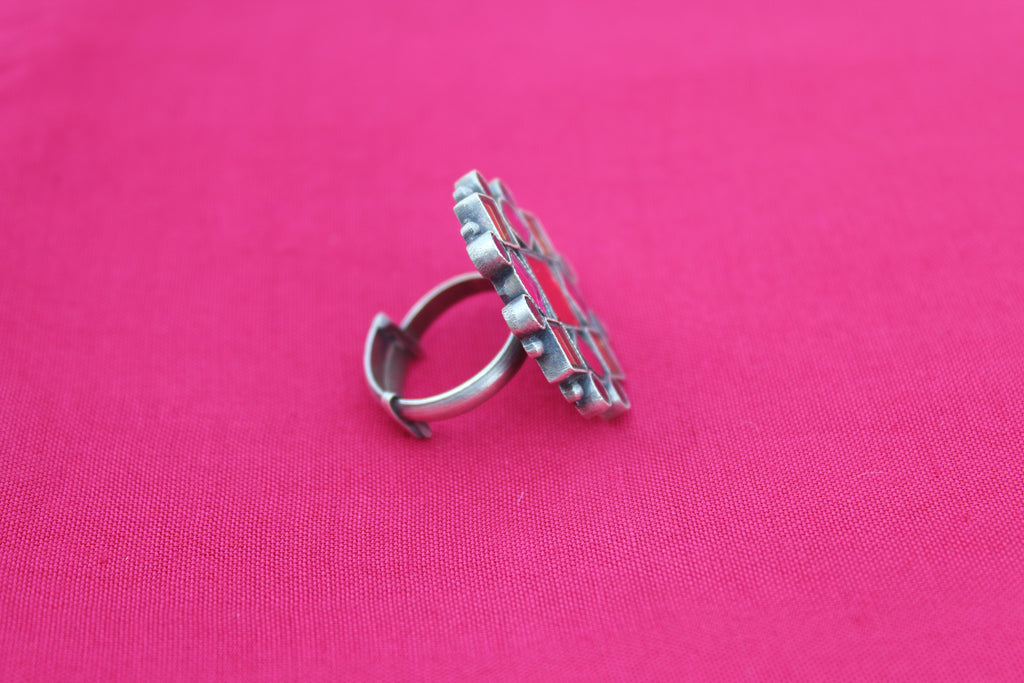 Multicolor Afghani Square Glass Ring