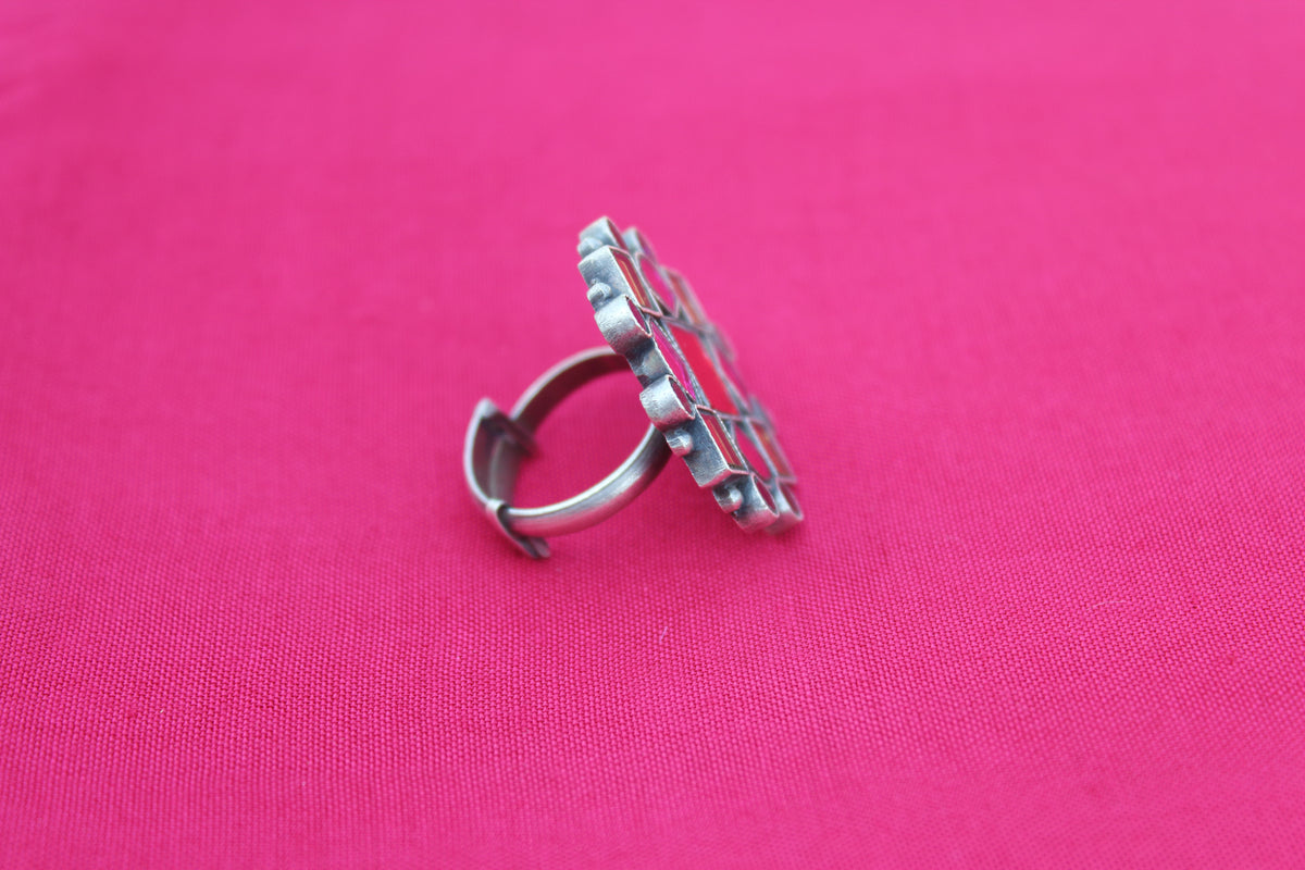 Multicolor Afghani Square Glass Ring