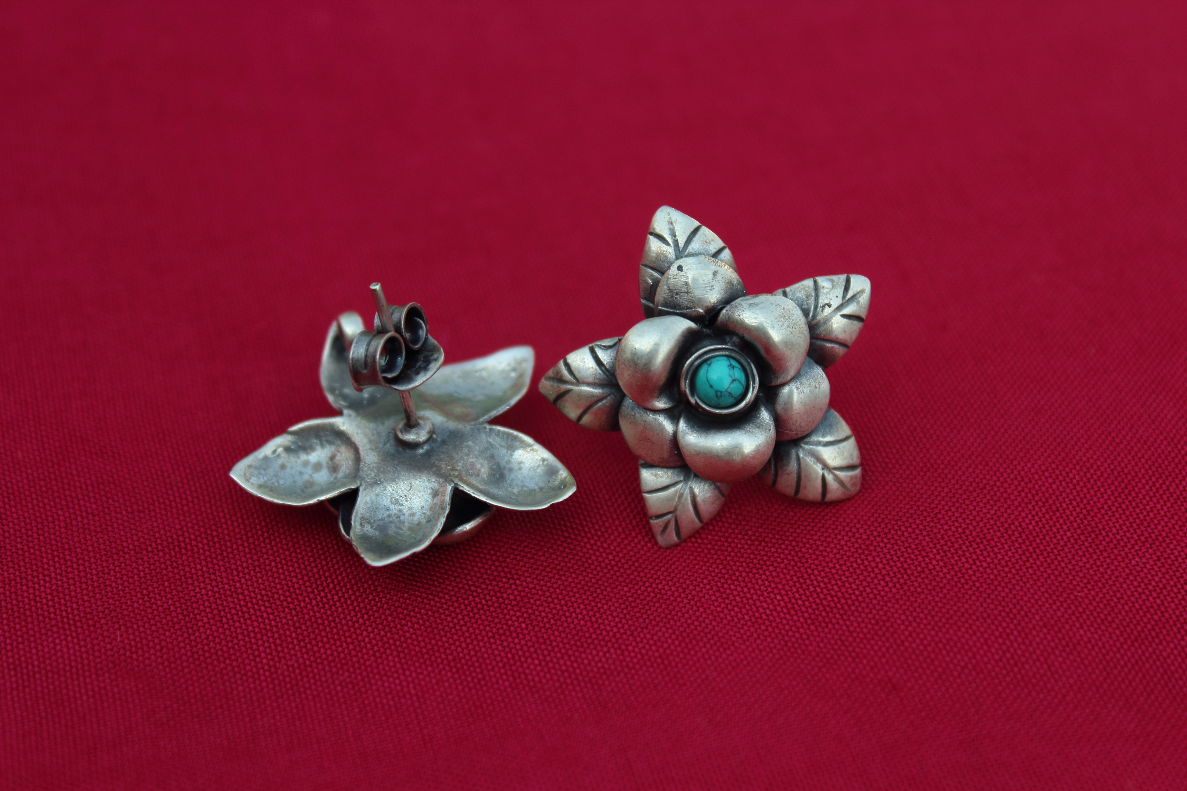 Turquoise Rose Bloom Stud Earring