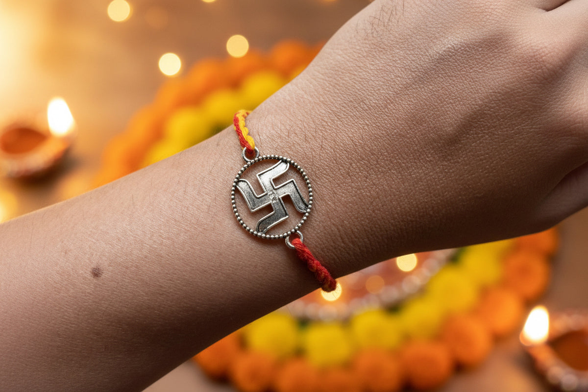 Swastik Silver Rakhi
