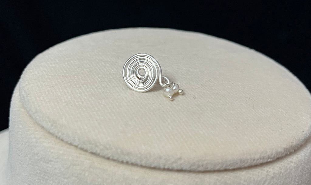 Spiral Pearl Drop Clip-On Nose pin