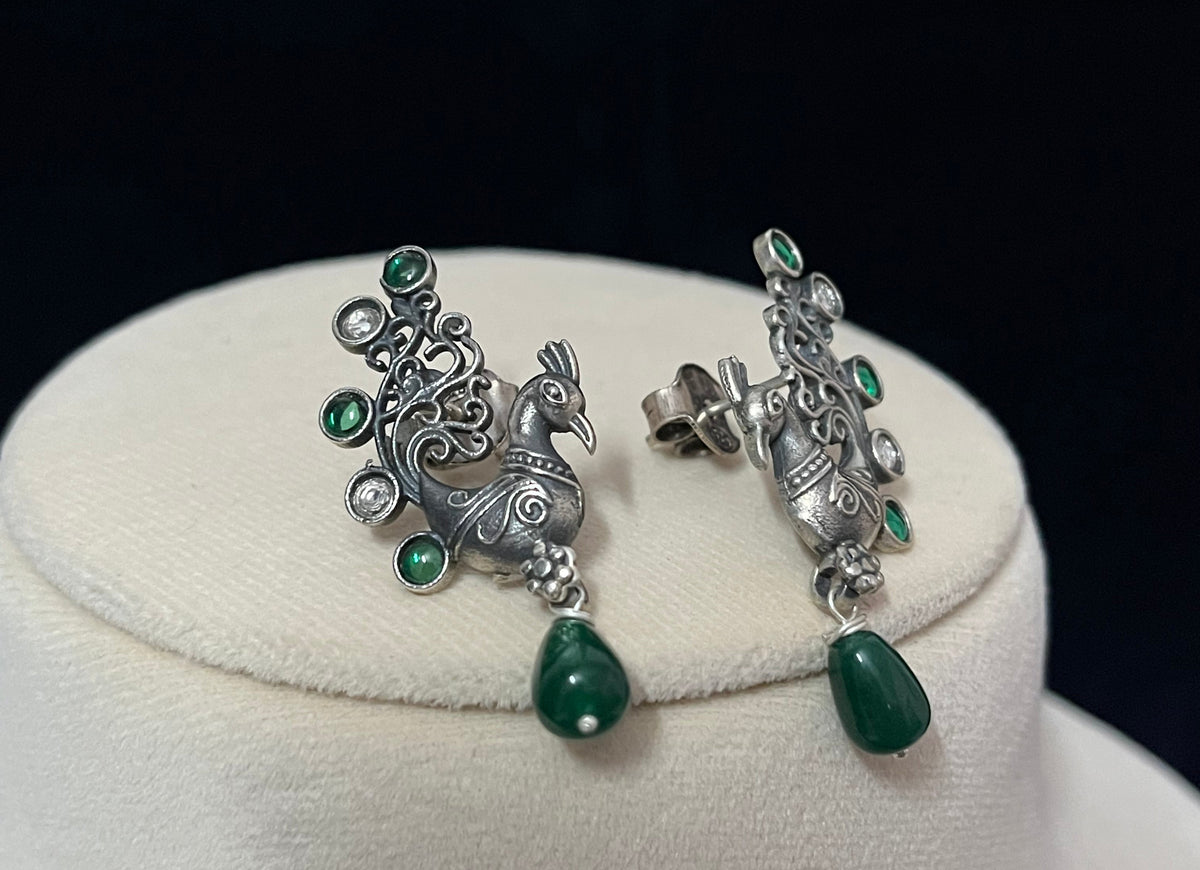 Adya Green Drop Peacock Earring