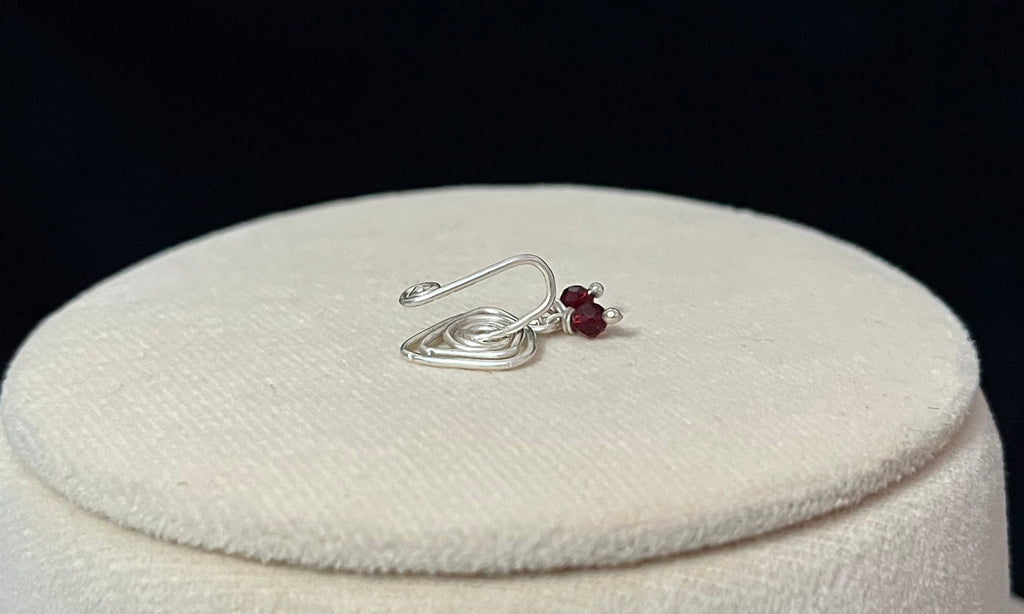 Triangle Red Bead Drop Clip-on