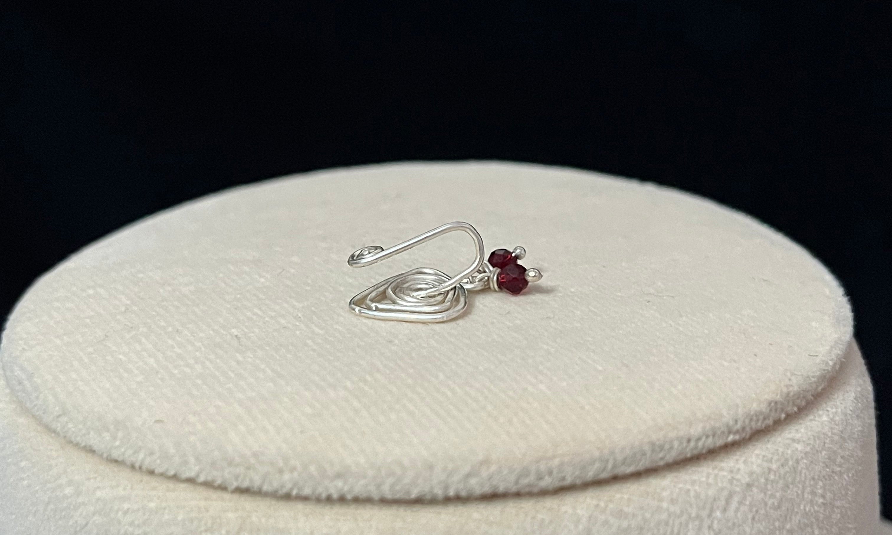 Triangle Red Bead Drop Clip-on