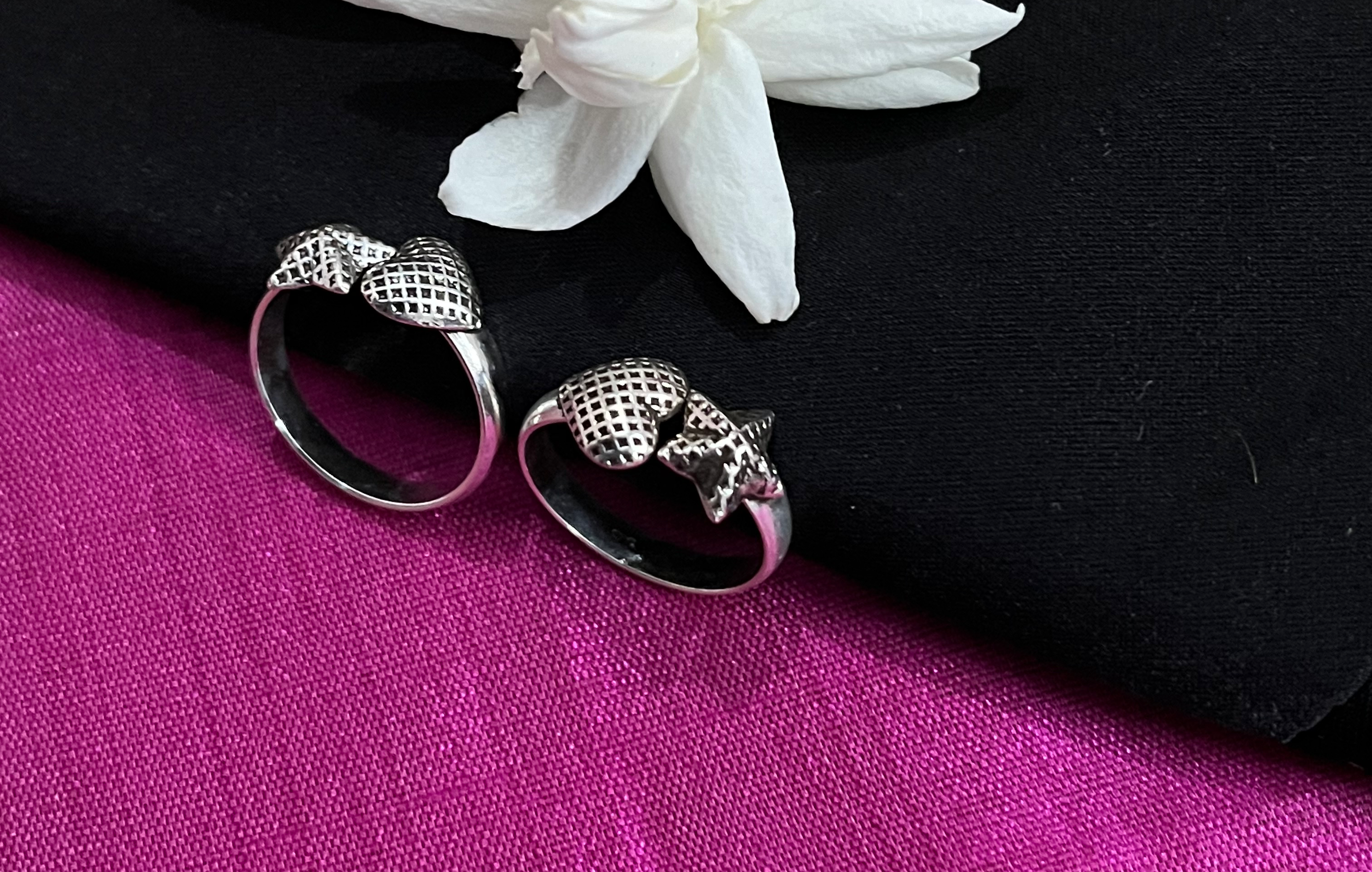 Star Heart Front Open Toe Ring
