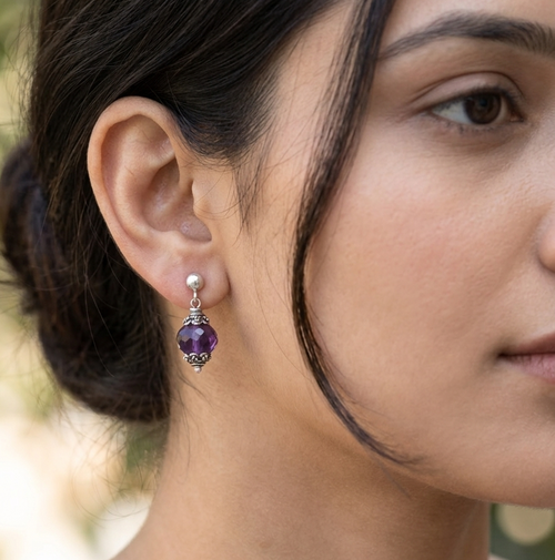Amethyst Drop Earring