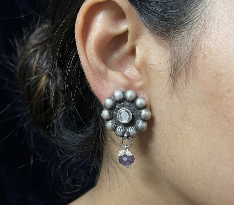 Sadabahar Amethyst Drop Earring