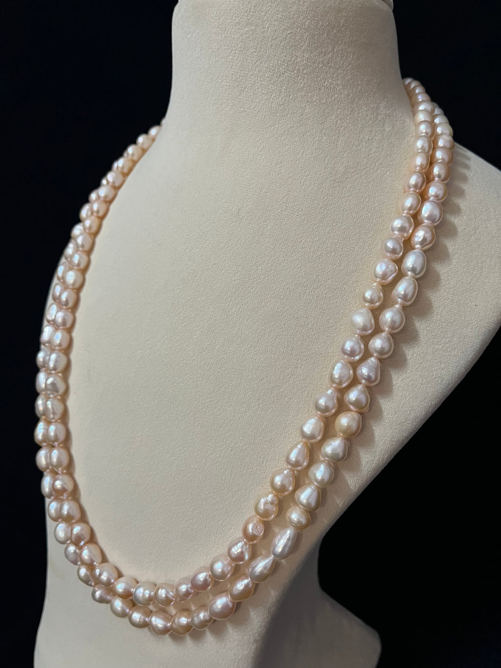 Dual Line Long Pearl Necklace