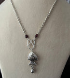 Carved Fish Garnet Chain Necklace