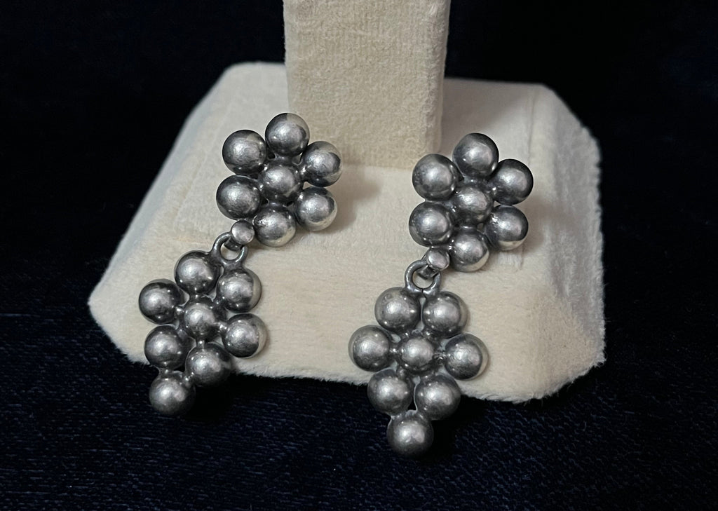 Silver Kudi Drop Hanging Kolhapuri Stud Earring