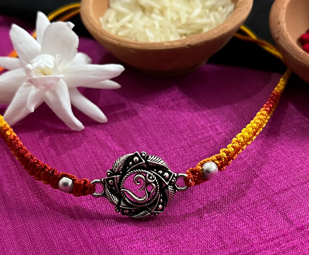 Intricate OM Leaf Rakhi