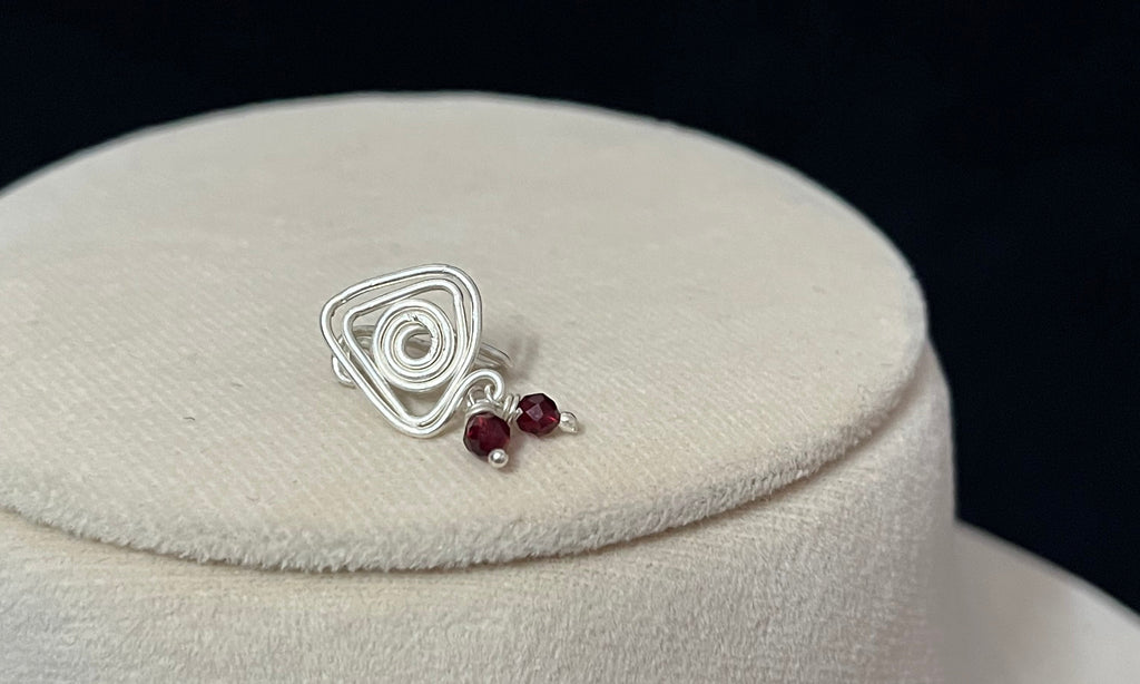 Triangle Red Bead Drop Clip-on