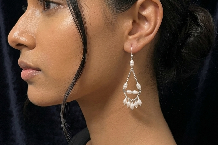 Pearl Jhumar Hook Earring