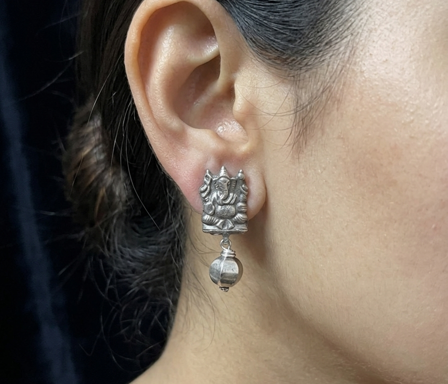 Ball Drop Ganesha Earring
