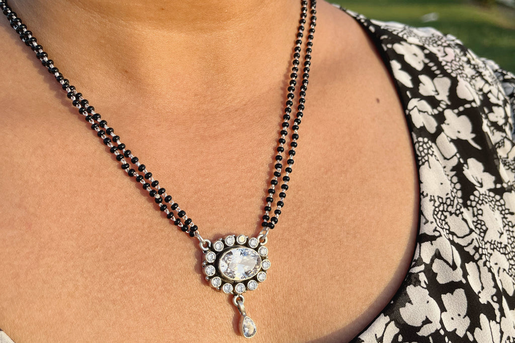Cut Stone Oval Shape Dual Line Mangalsutra