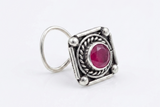 Ruby Studded Square Nose Pin (Pierce)