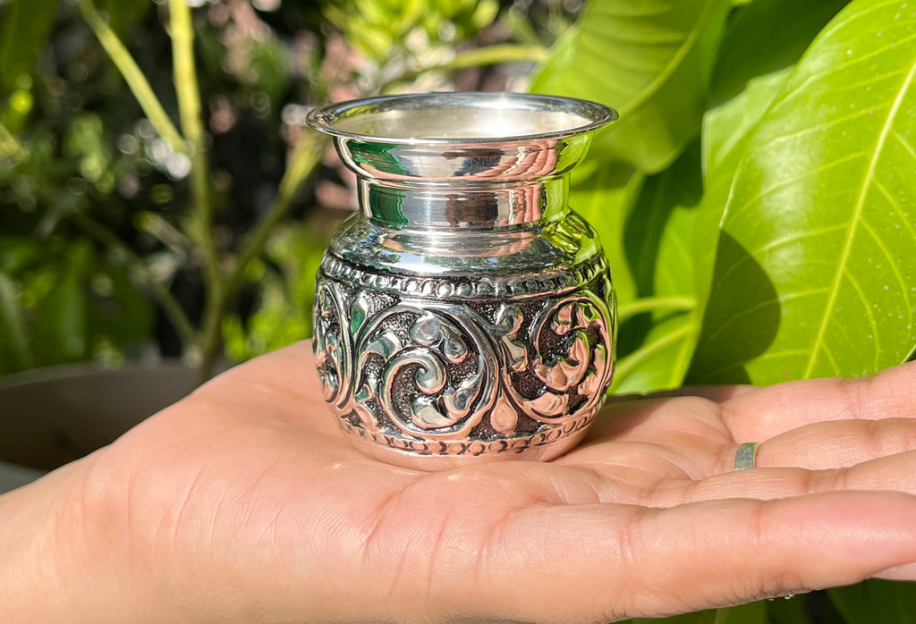 Carved Silver Pooja Kalash