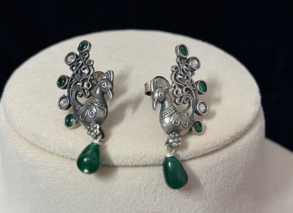 Adya Green Drop Peacock Earring