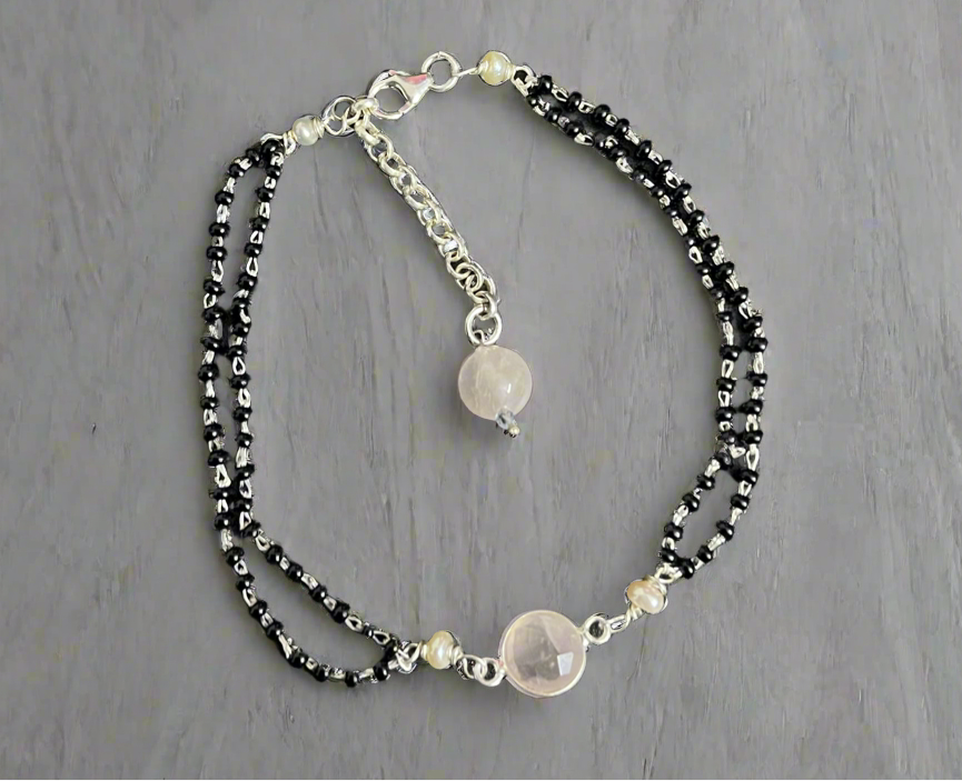 Pink Stone Dual Line Hand Mangalsutra