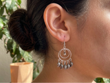 Dual Tone Silver Carved Ghungroo Chandbali Earring
