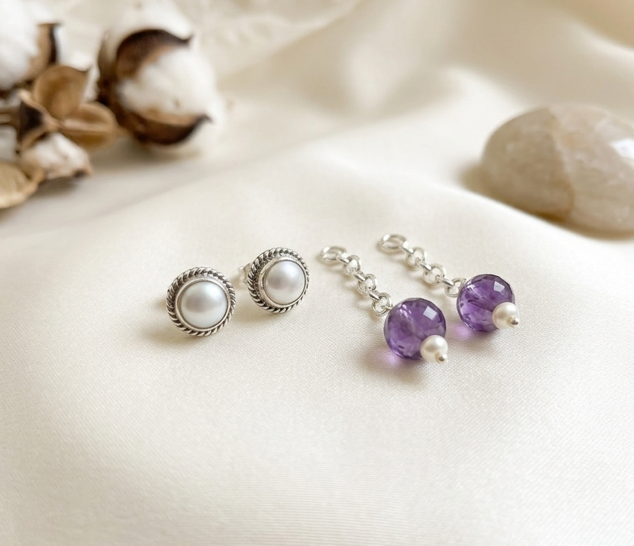 Amethyst Drop Detachable Earring