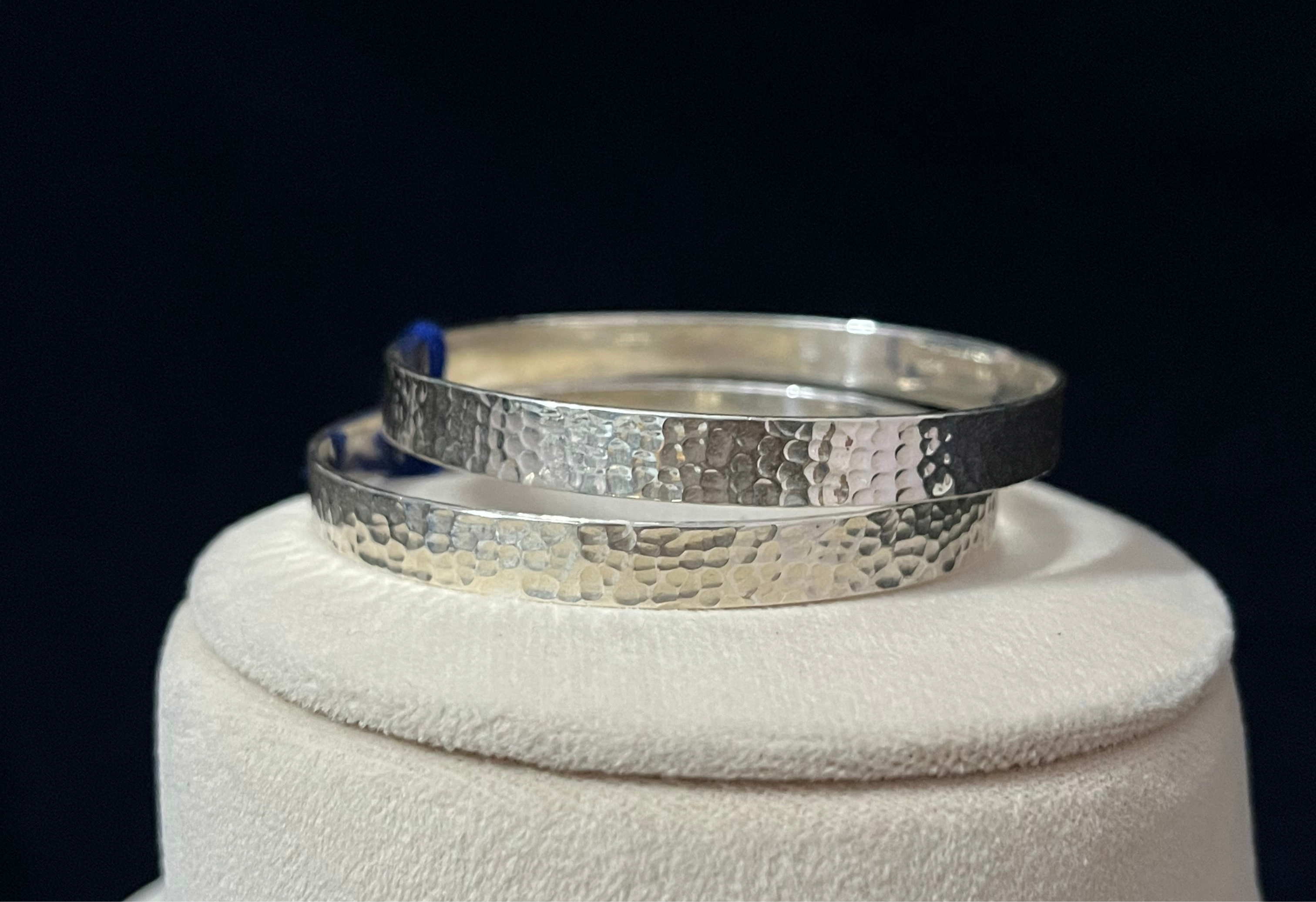 Hammered Classic Bangle Pair