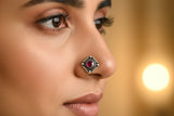 Ruby Studded Square Nose Pin (Pierce)