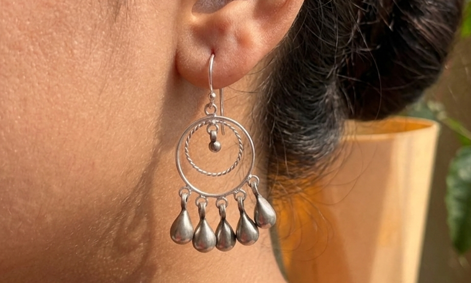 Dual Tone Drop Chandbali Earring