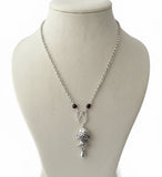 Carved Fish Garnet Chain Necklace