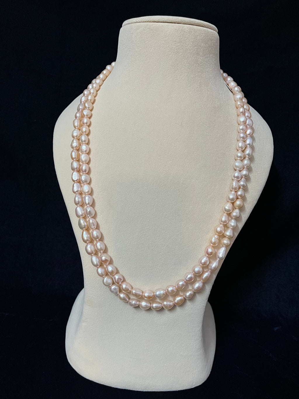Dual Line Long Pearl Necklace