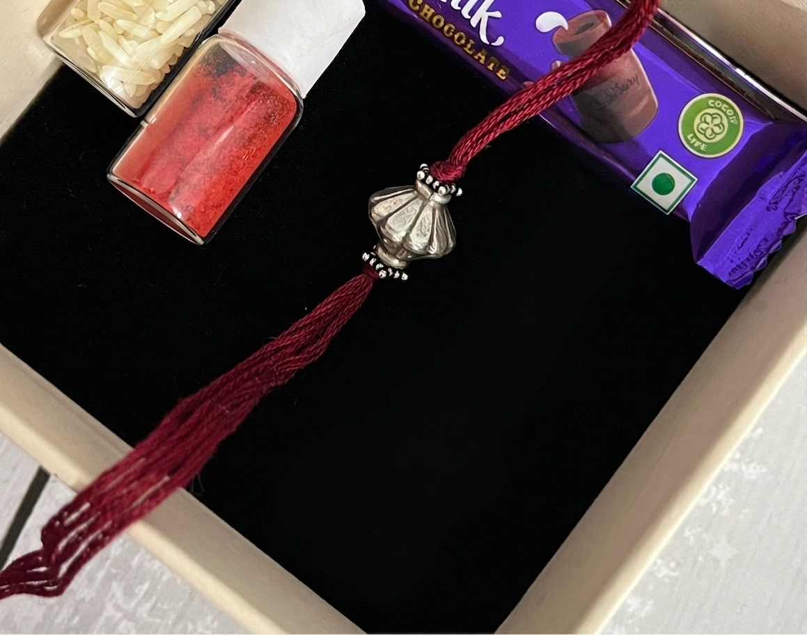 Flower Bead Silver Rakhi